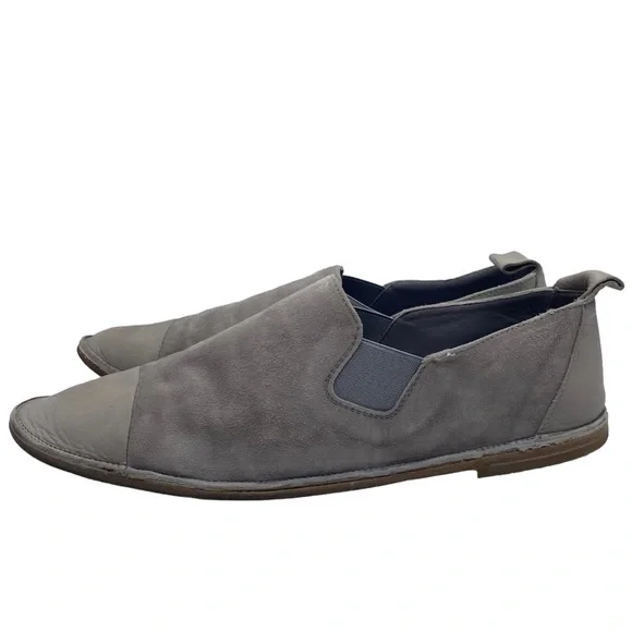 Vince Shoes Gray Leather Suede Slip On Flats Casual Italy Womens Cap Toe Sz 7.5 - Picture 8 of 8